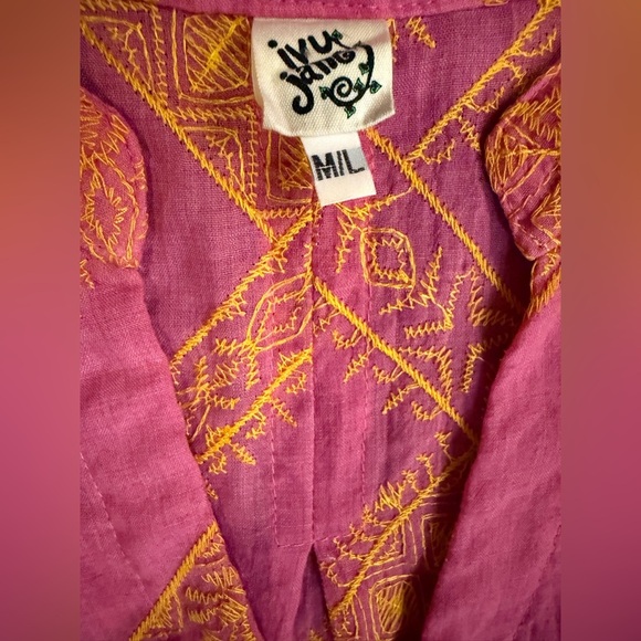 Ivy Jane EMBROIDERED POPOVER TOP in Orange and Pink Size M/L - Picture 8 of 9